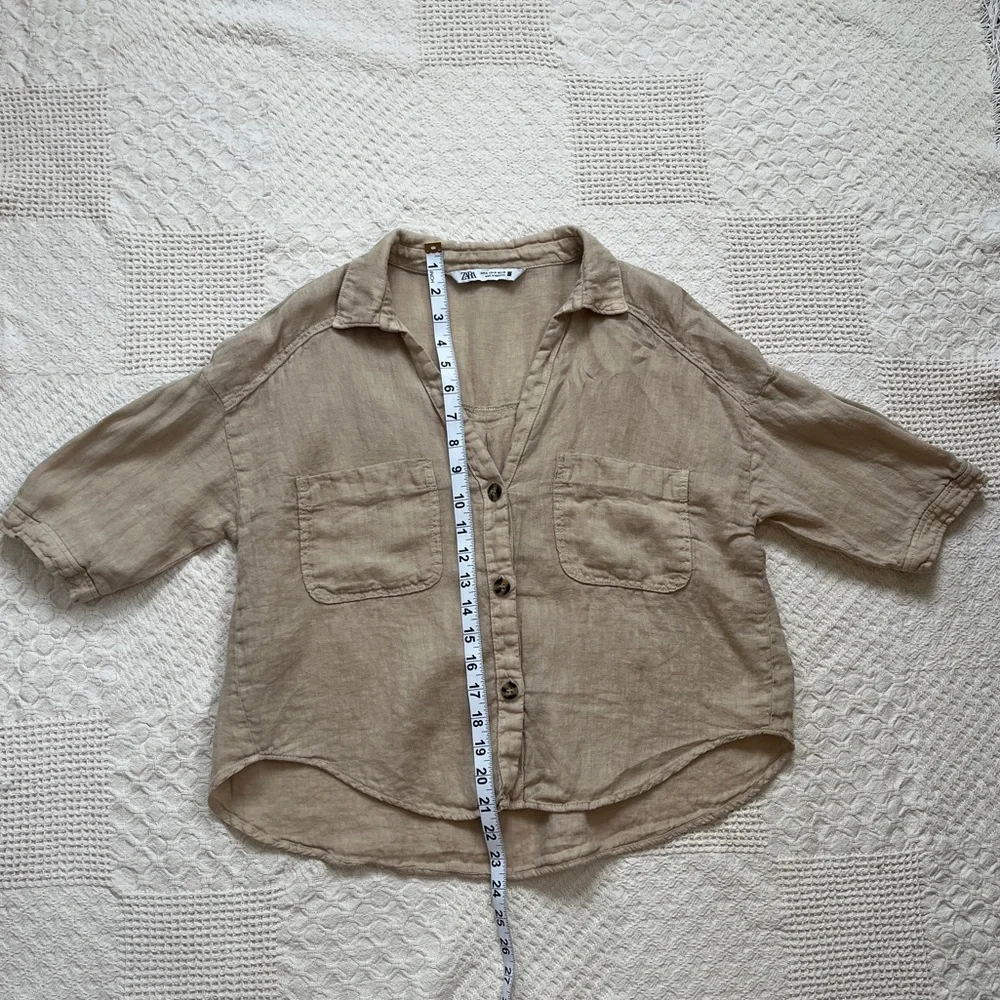 Zara Light Brown Linen Shirt - Picture 5 of 5